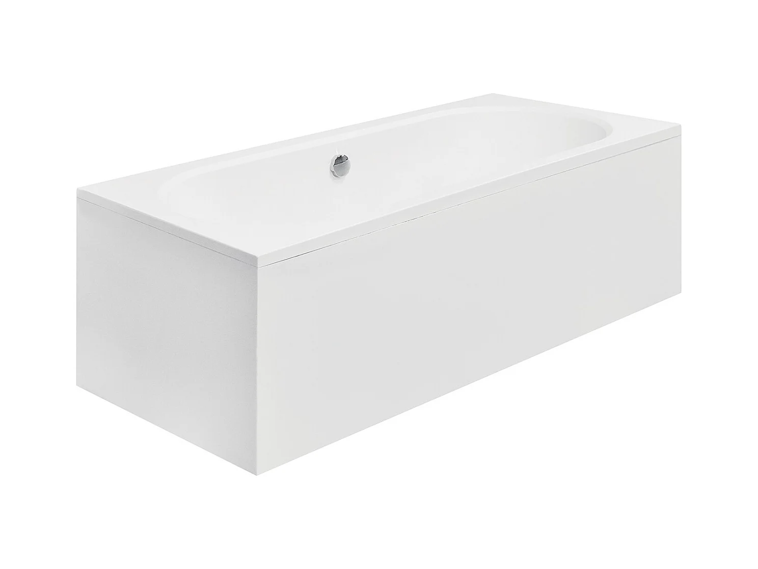 Baignoire rectangulaire 160x75 VITAE acrylique blanc + avec Tablier + Pieds + Vidage à chromé