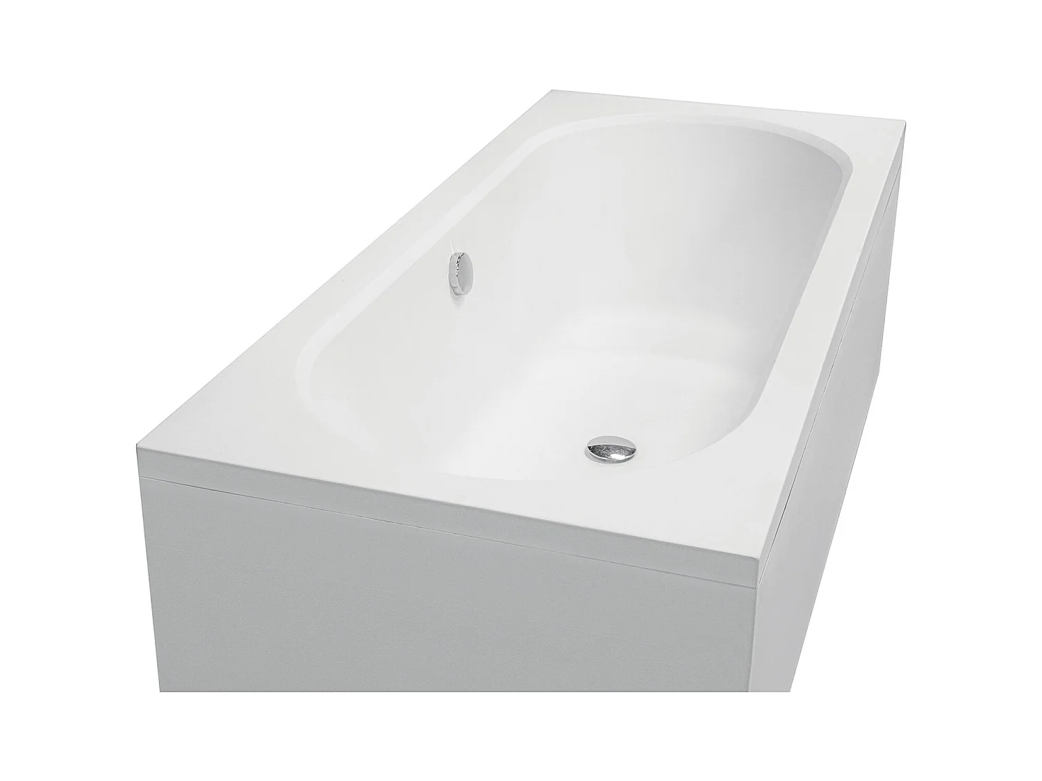 Baignoire rectangulaire 160x75 VITAE acrylique blanc + avec Tablier + Pieds + Vidage à chromé