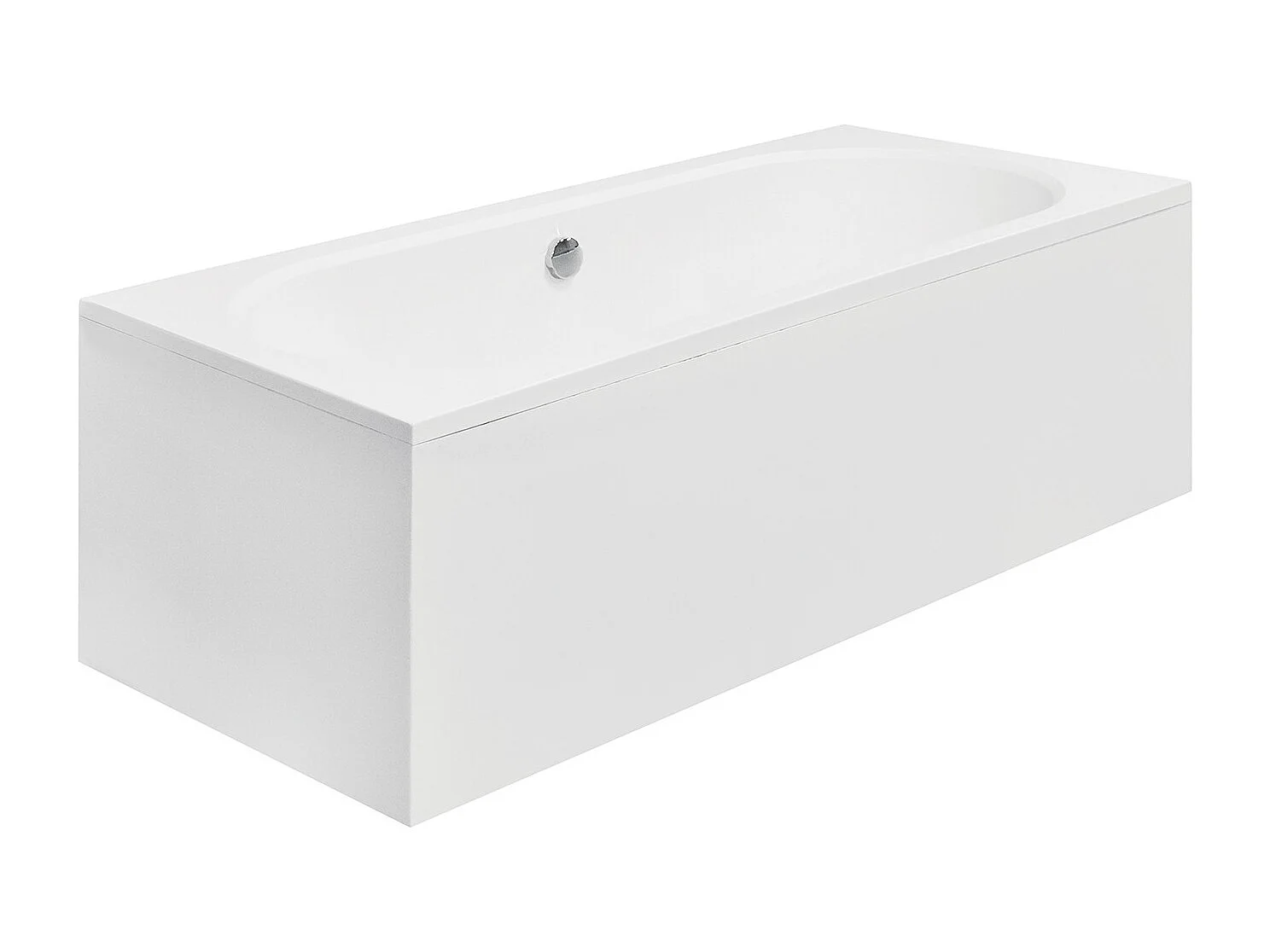 Baignoire rectangulaire 160x75 VITAE acrylique blanc + avec Tablier + Pieds + Vidage à chromé