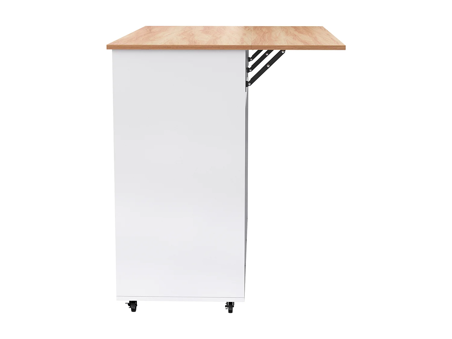 Desserte blanc - Îlot de cuisine con 2 puertas y 2 cajones - toallero y 5 ruedas - tablero plegable