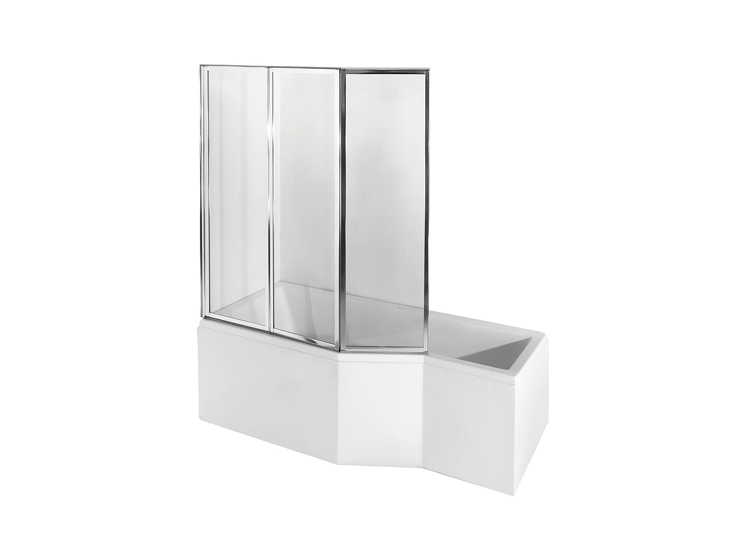 Hoekbad INTEGRA 170x75 links met acrylschort met glazen afscheiding 3-delig | Afvoer &amp; poten GRATIS!