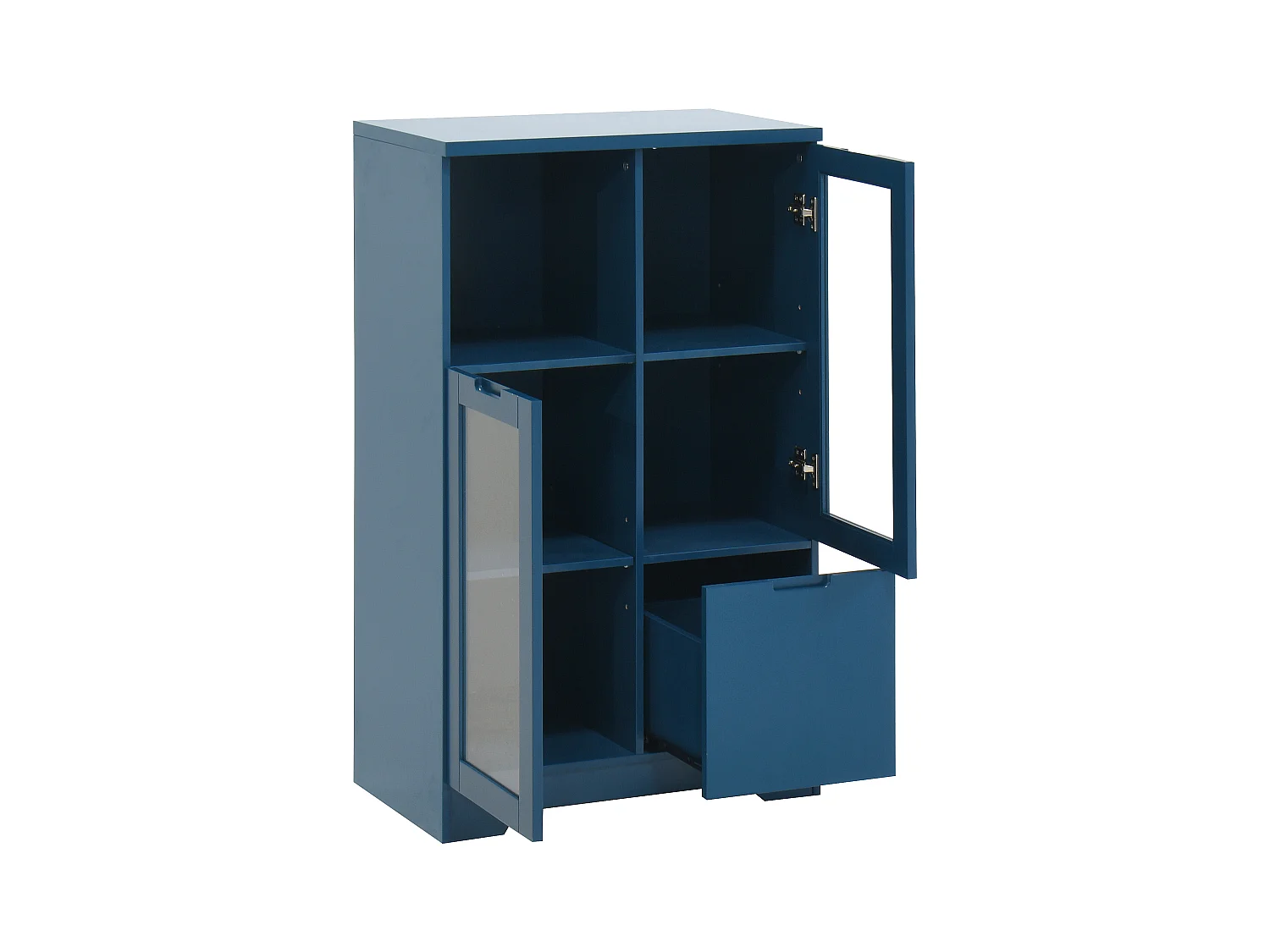 Blaue Vitrine - Esszimmermöbel mit 2 Türen und 1 Schublade - offene Aufbewahrung - für schlafzimmer und wohnzimmer