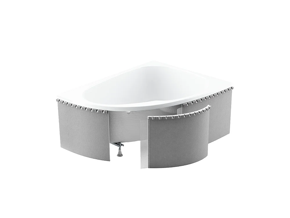 Badewanne Eckwanne RIMA 130x85 Links mit Styroporverkleidung und weißer Kopfstützen | Ablauf & Füße GRATIS !
