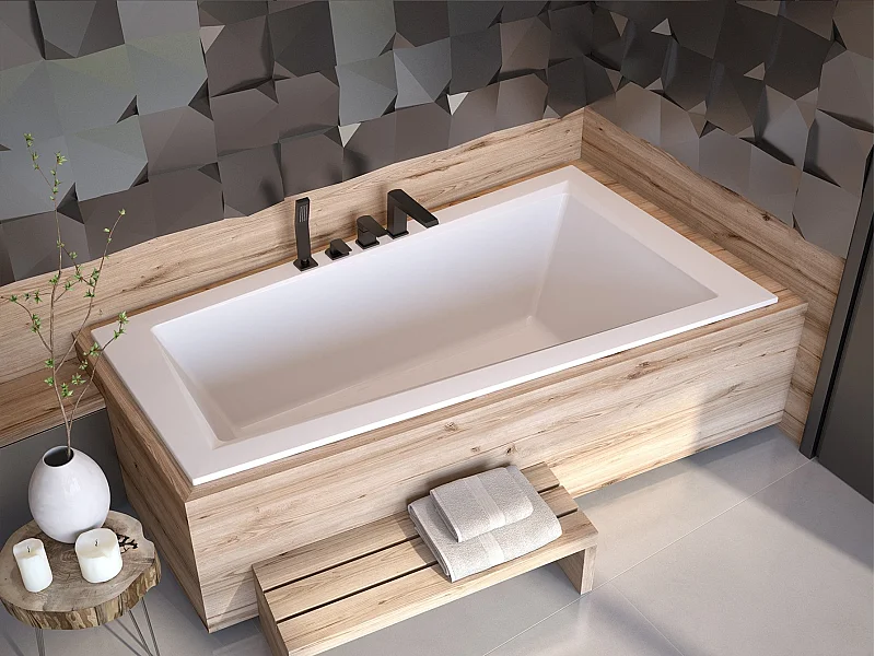 Hoekbad INTIMA SLIM 160x90 rechts met piepschuim bekleding, legplank 4 cm | Afvoer en voeten GRATIS!