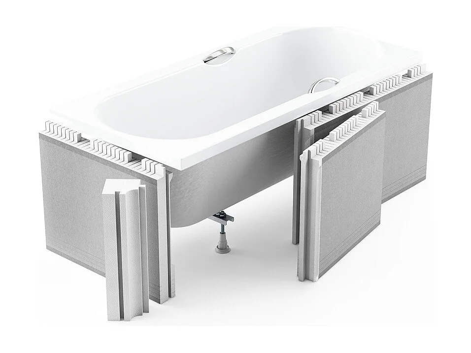 Badewanne Eckwanne INTIMA SLIM 170x125 Links mit Styroporverkleidung Ablage 4cm und 2x Kopfstützen | Ablauf & Füße GRATIS !