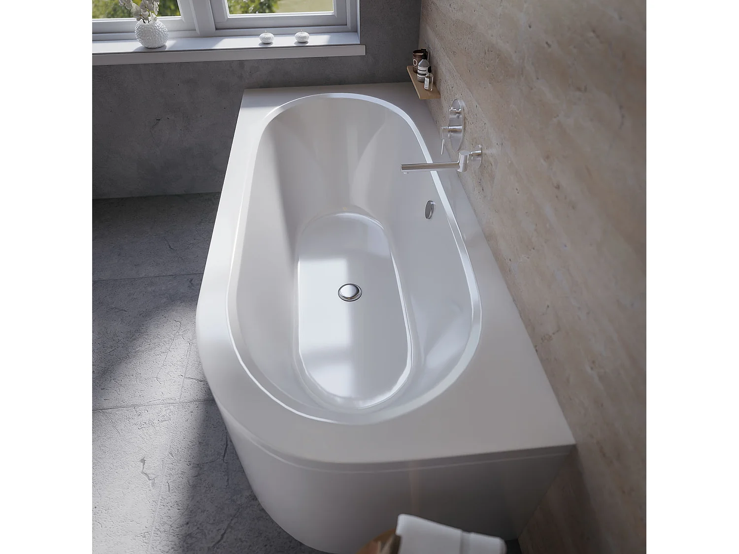 Hoekbad AVITA 170x75 links | Afvoer &amp; poten GRATIS!