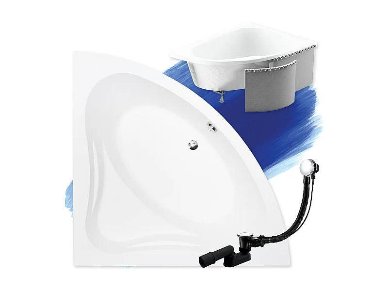 Badewanne Eckwanne MIA 120x120 mit Styroporverkleidung | Ablauf & Füße GRATIS !
