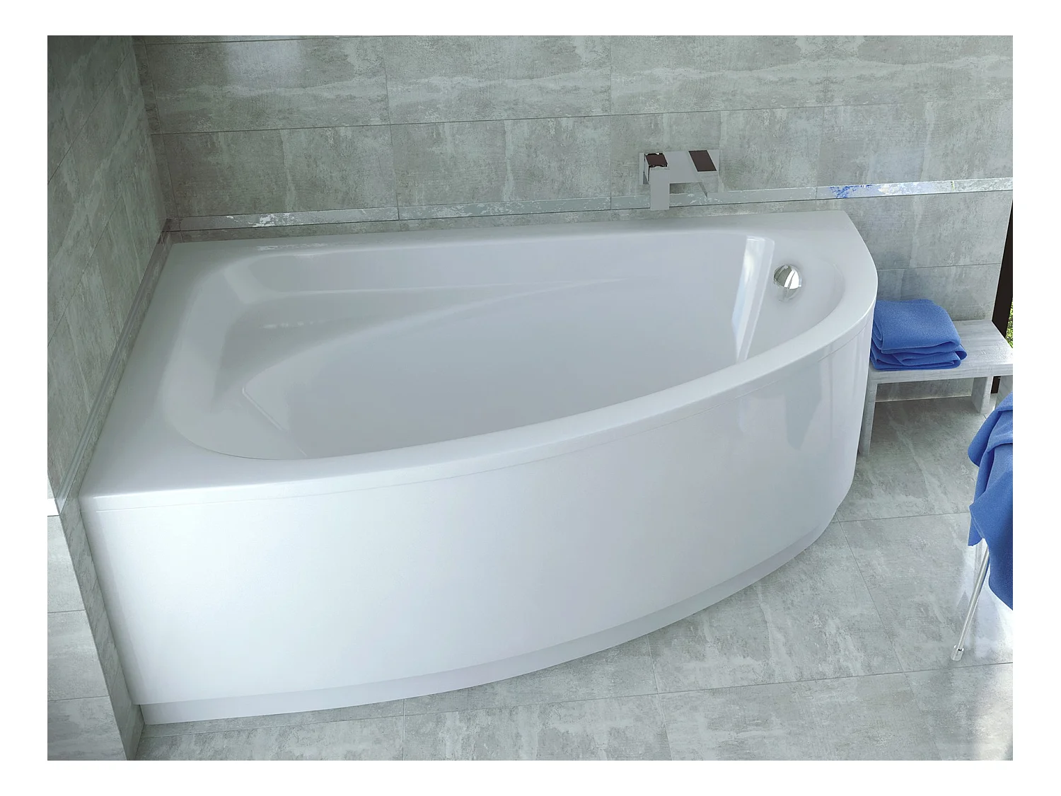 Badewanne Eckwanne CORNEA 150x100 Links mit AcrylSchürze | Ablauf & Füße GRATIS !