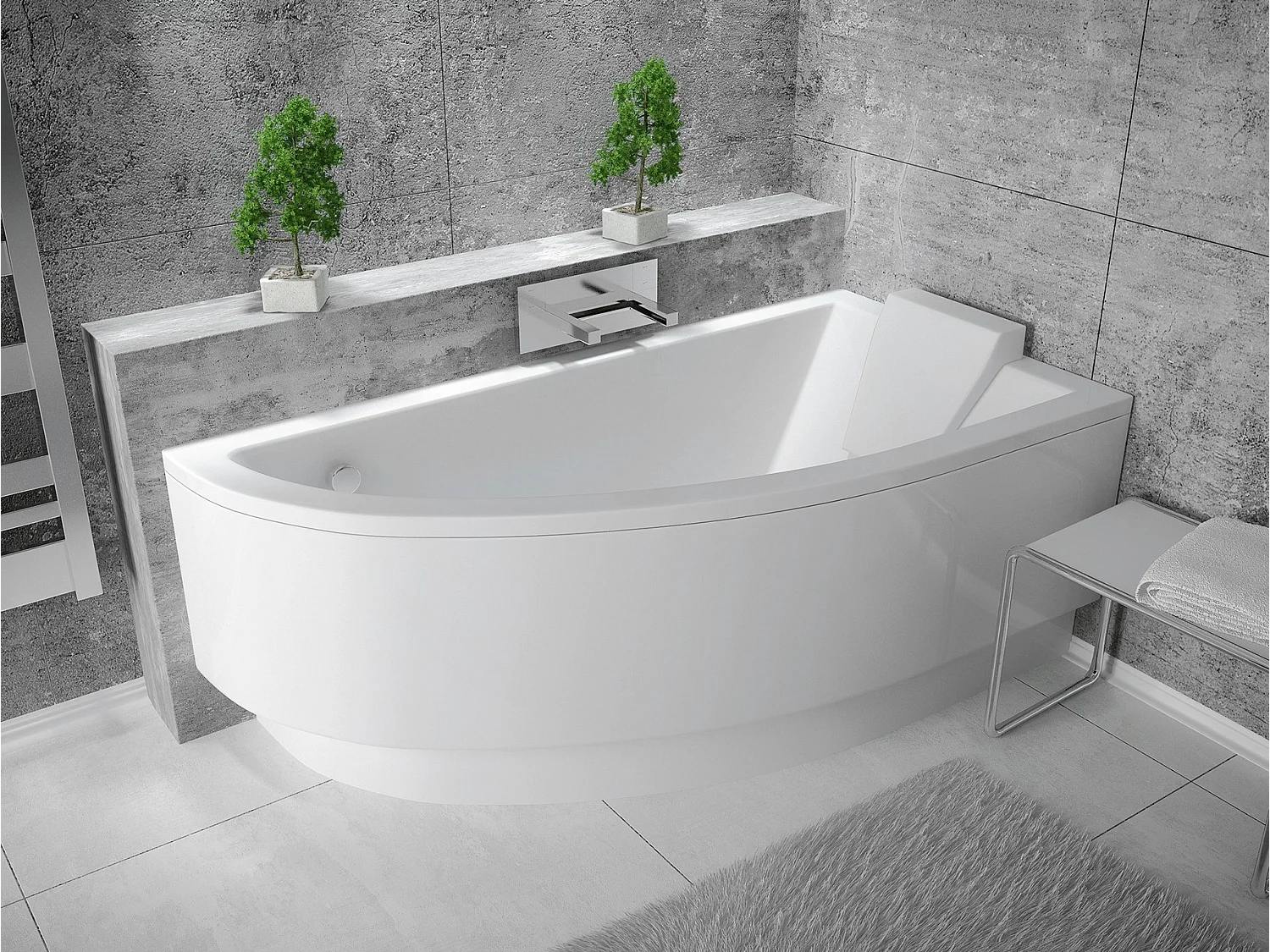 Badewanne Eckwanne PRAKTIKA 150x70 Rechts mit AcrylSchürze | Ablauf & Füße GRATIS !