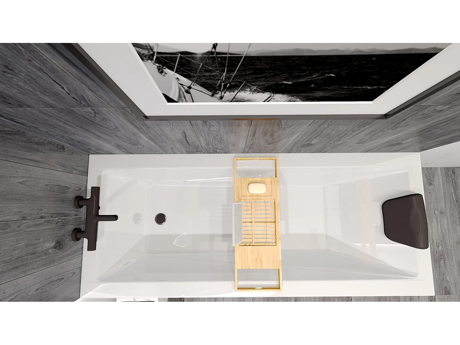 Badewanne Rechteck MODERN 160x70  + Kopfstütze KODI + Bambus Badewannenablage | Ablauf & Füße GRATIS !