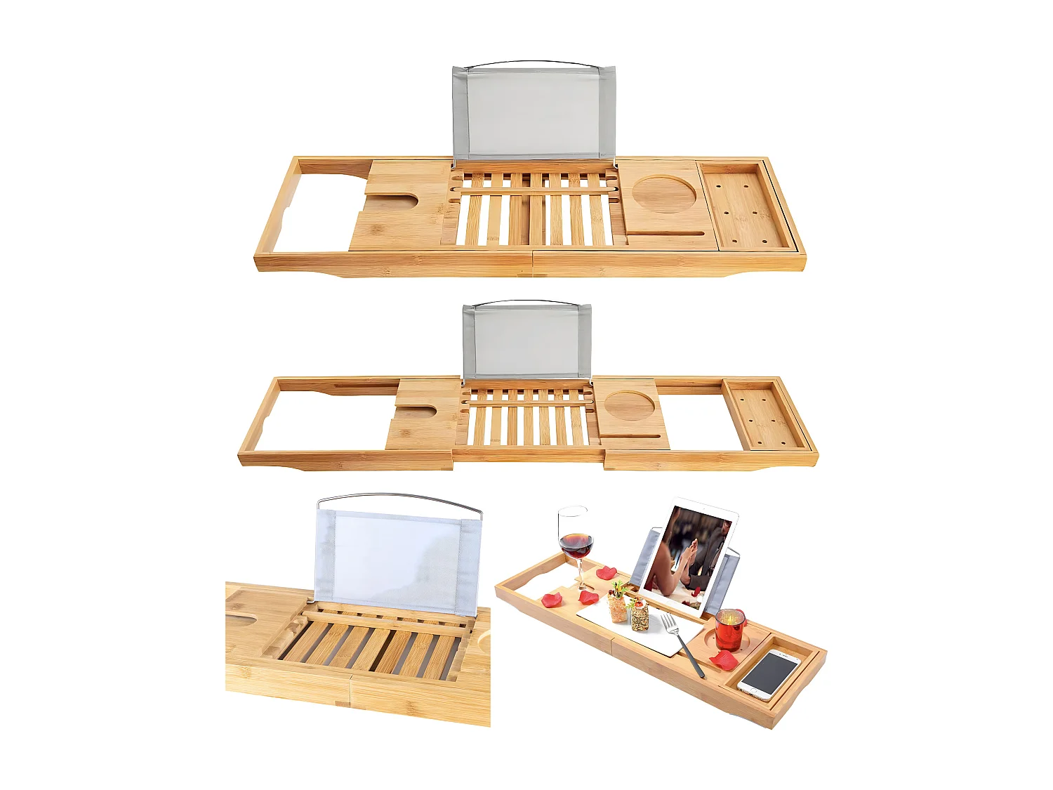 Badewanne Rechteck MODERN 160x70  + Kopfstütze KODI + Bambus Badewannenablage | Ablauf & Füße GRATIS !