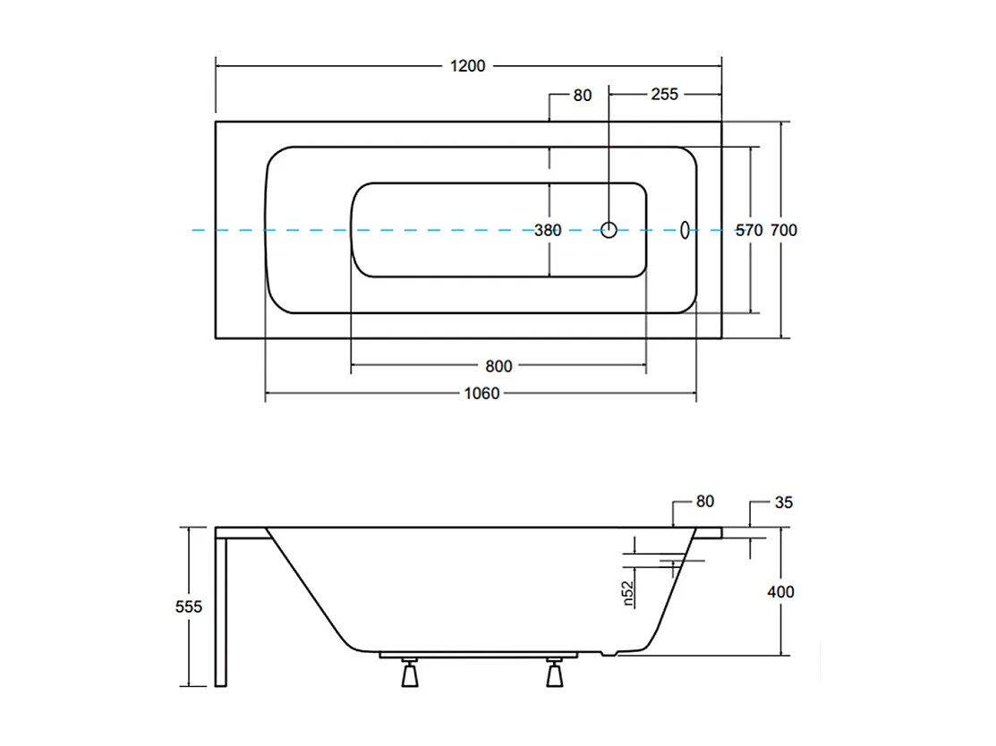 Badewanne Rechteck TALIA 120x70 mit Styroporverkleidung | Ablauf & Füße GRATIS !