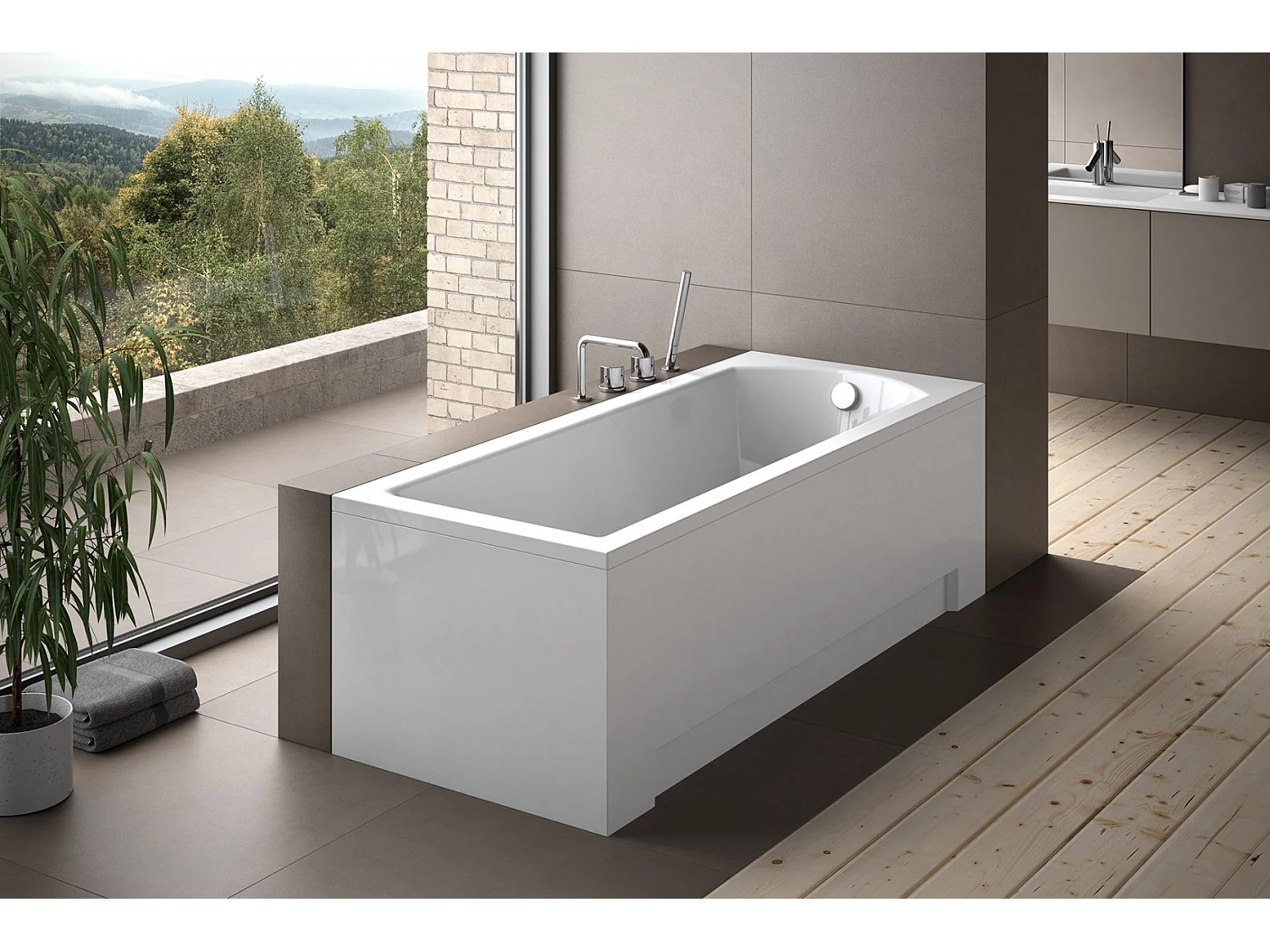 Badewanne Rechteck SHEA 140x70 mit Wannenträger | Ablauf & Füße GRATIS !