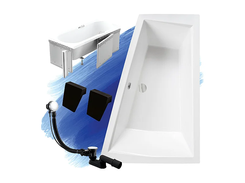 Hoekbad INTIMA 170x125 rechts met piepschuim bekleding en 2x hoofdsteunen | Afvoer &amp; voeten GRATIS!