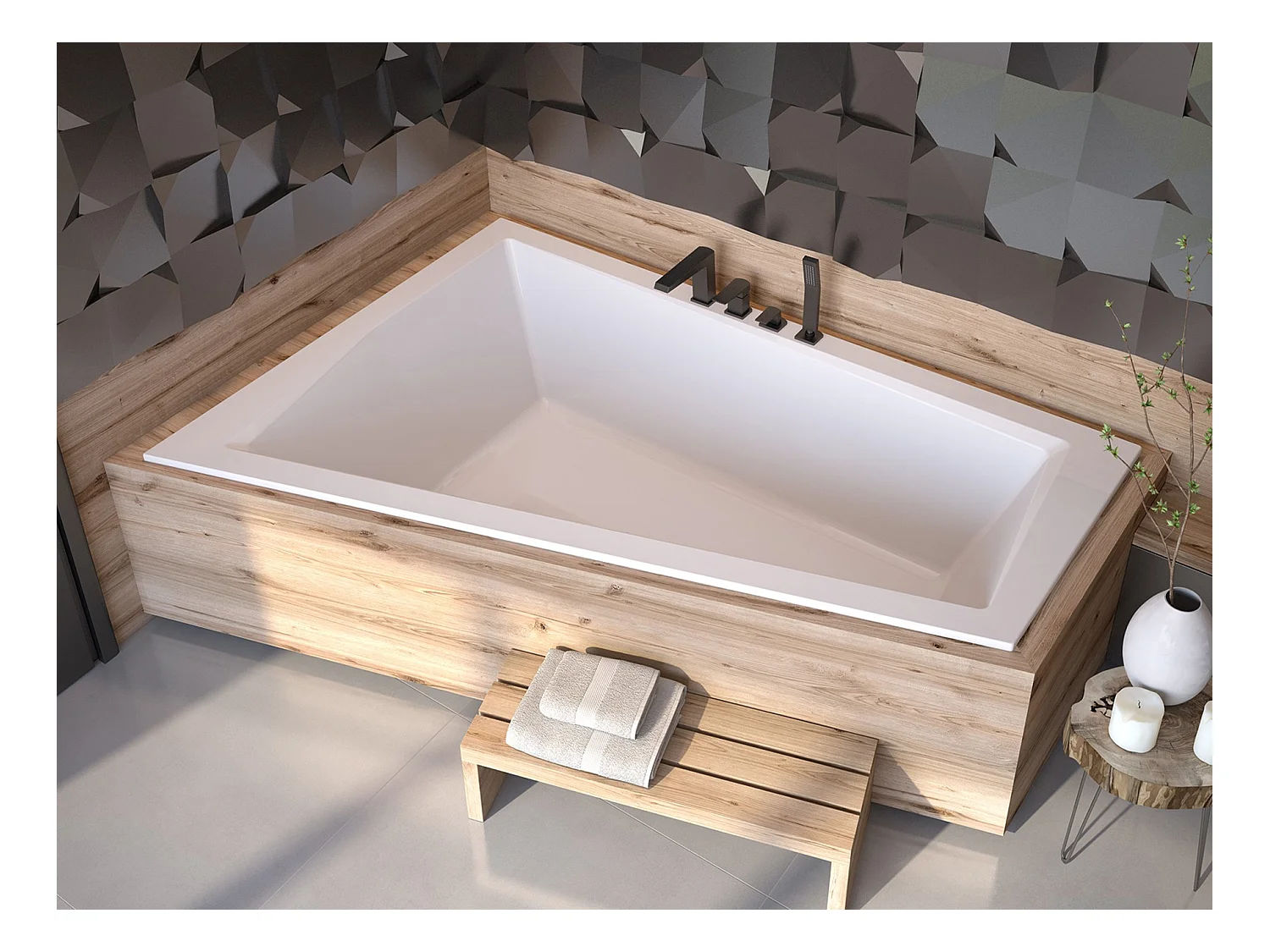 Badewanne Eckwanne INTIMA SLIM 170x125 Links mit Styroporverkleidung | Ablauf & Füße GRATIS !