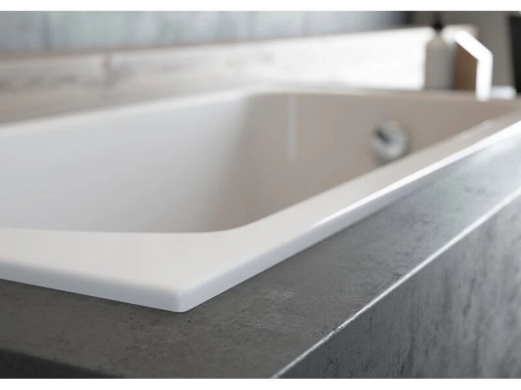 Baignoire rectangulaire 170x75 TALIA SLIM acrylique blanc + Habillage en polystyrène + Pieds + Vidage à chromé