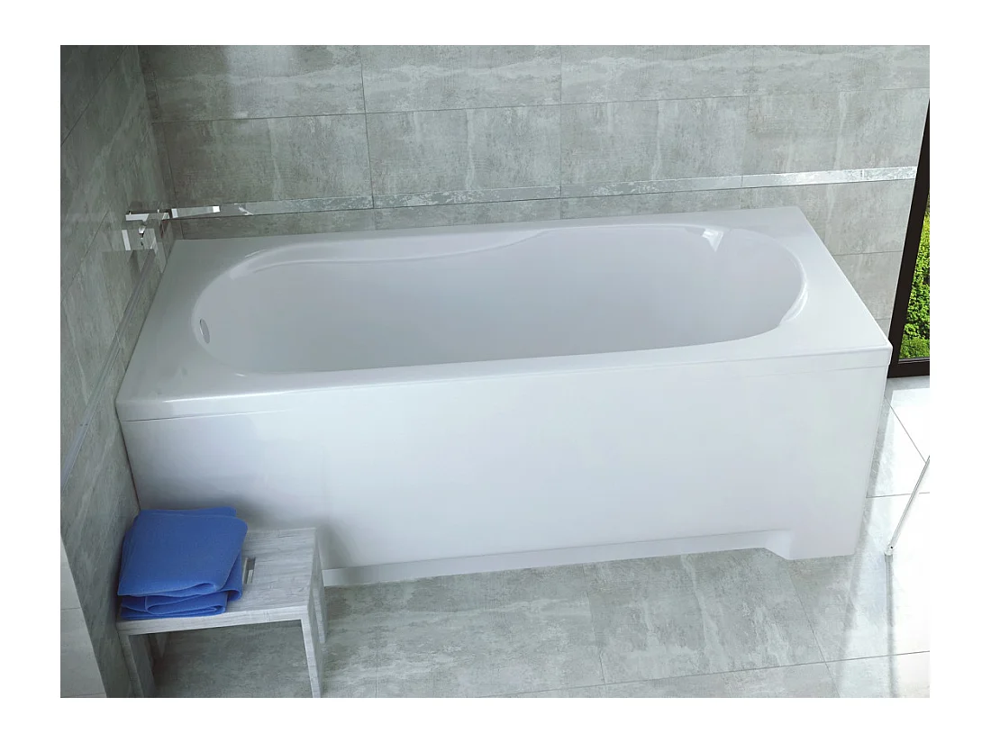 Baignoire rectangulaire 170x70 BONA acrylique blanc + Habillage en polystyrène + Pieds + Vidage à chromé