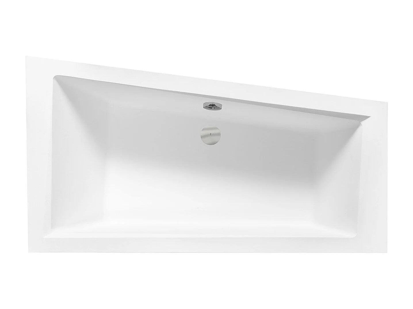 Baignoire asymétrique 170x125 Droite INTIMA acrylique blanc, sans Habillage + Pieds + Vidage à chromé