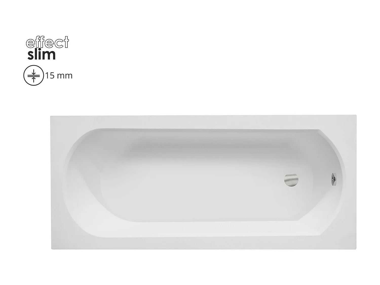 Badewanne Rechteck INTRICA SLIM 160x75 mit Wannenträger | Ablauf & Füße GRATIS !