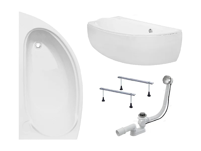 Hoekbad MINI 150x70 links met acrylschort | Afvoer &amp; poten GRATIS!