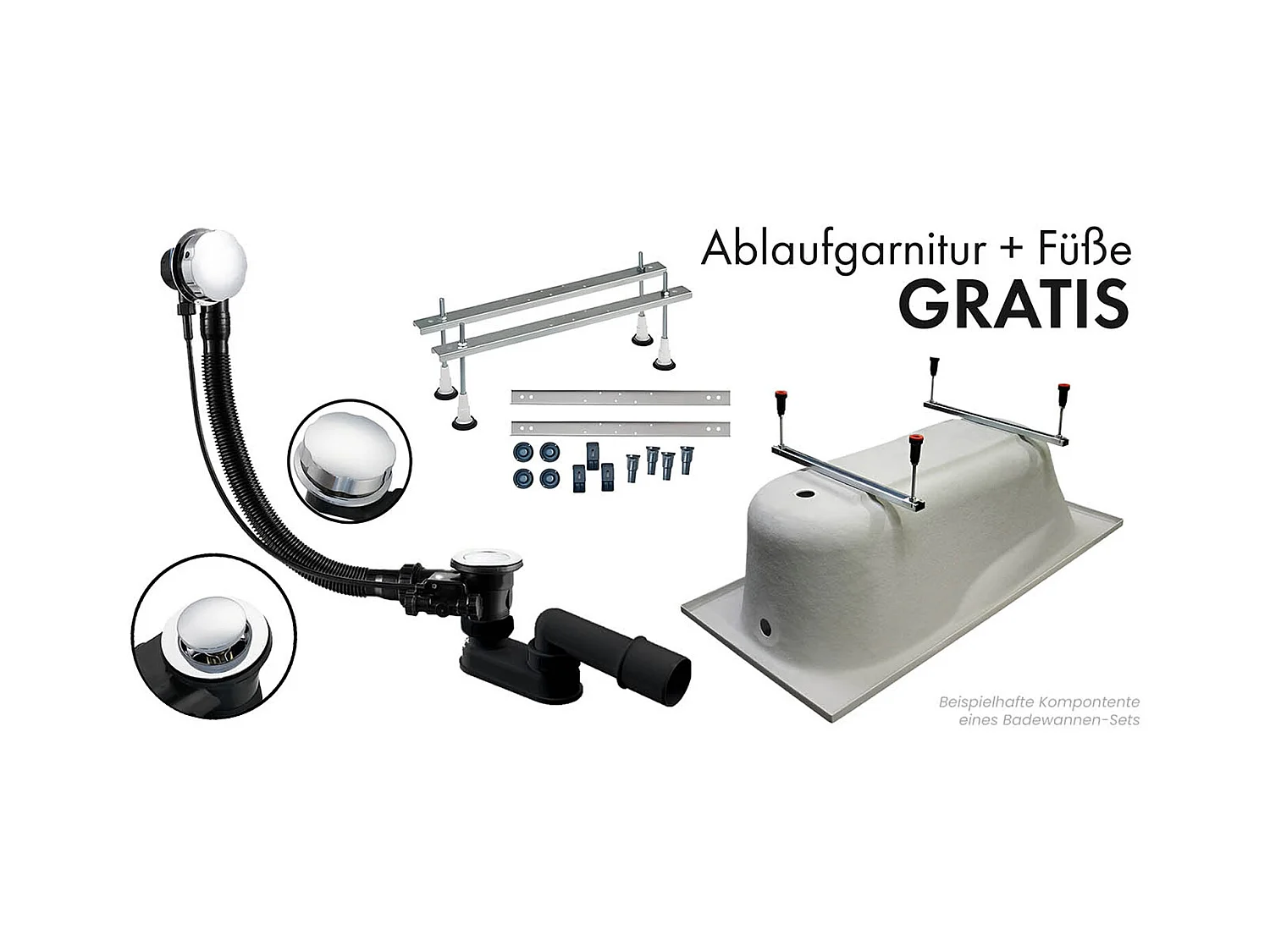 Hoekbad MINI 150x70 links met acrylschort | Afvoer &amp; poten GRATIS!