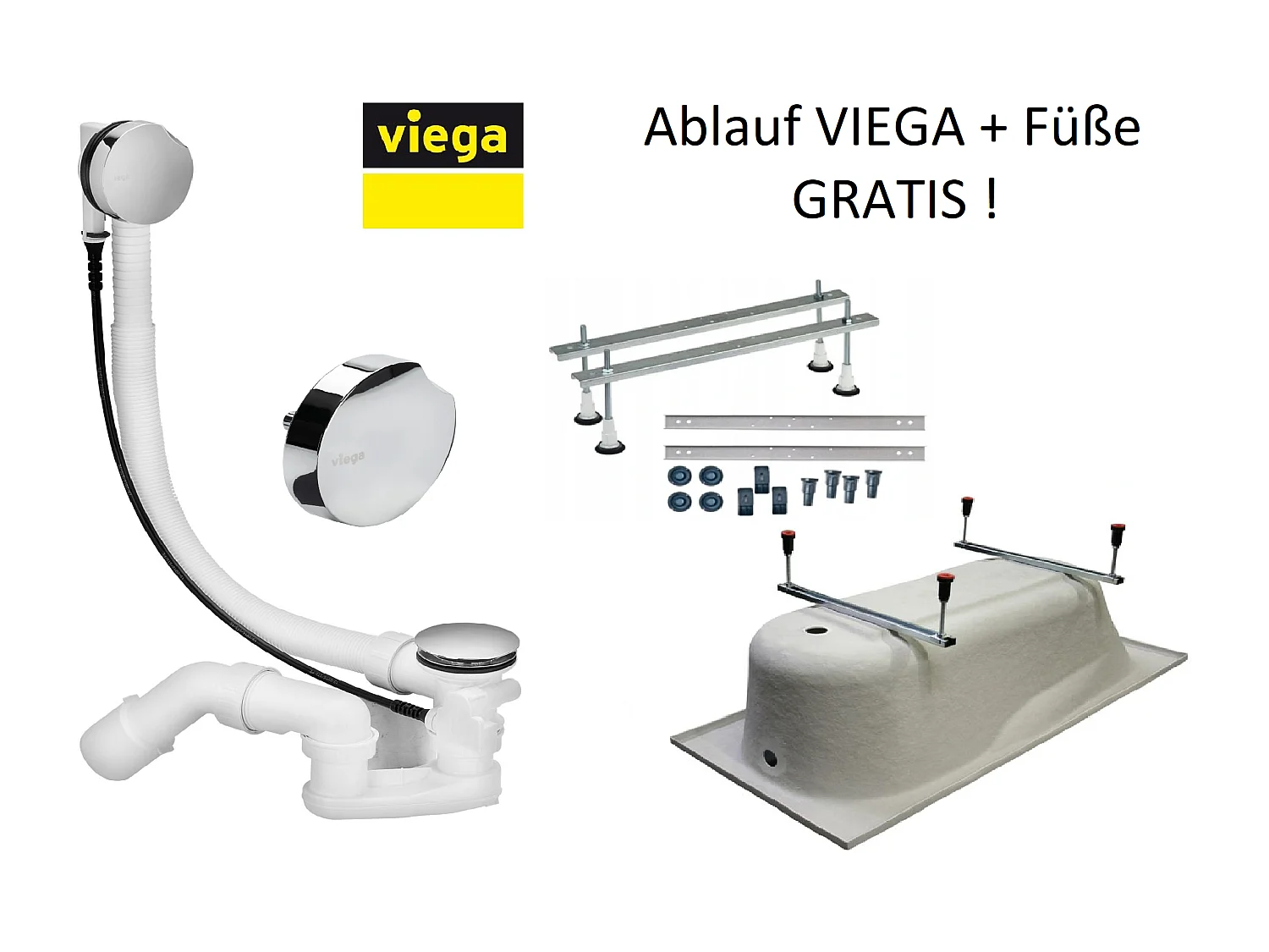 Baignoire asymétrique 150x70 Gauche MINI acrylique blanc + avec Tablier + Pieds + Vidage à chromé