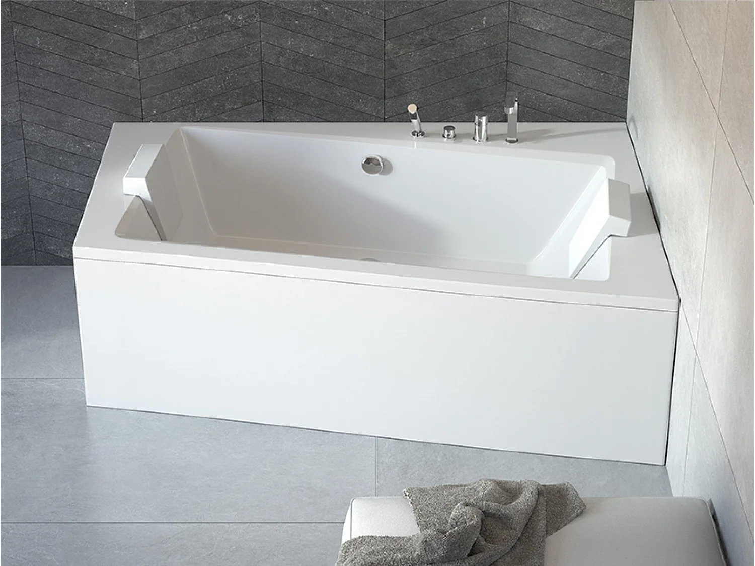 Badewanne Eckwanne INFINITY 170x110 Rechts mit AcrylSchürze | Ablauf & Füße GRATIS !