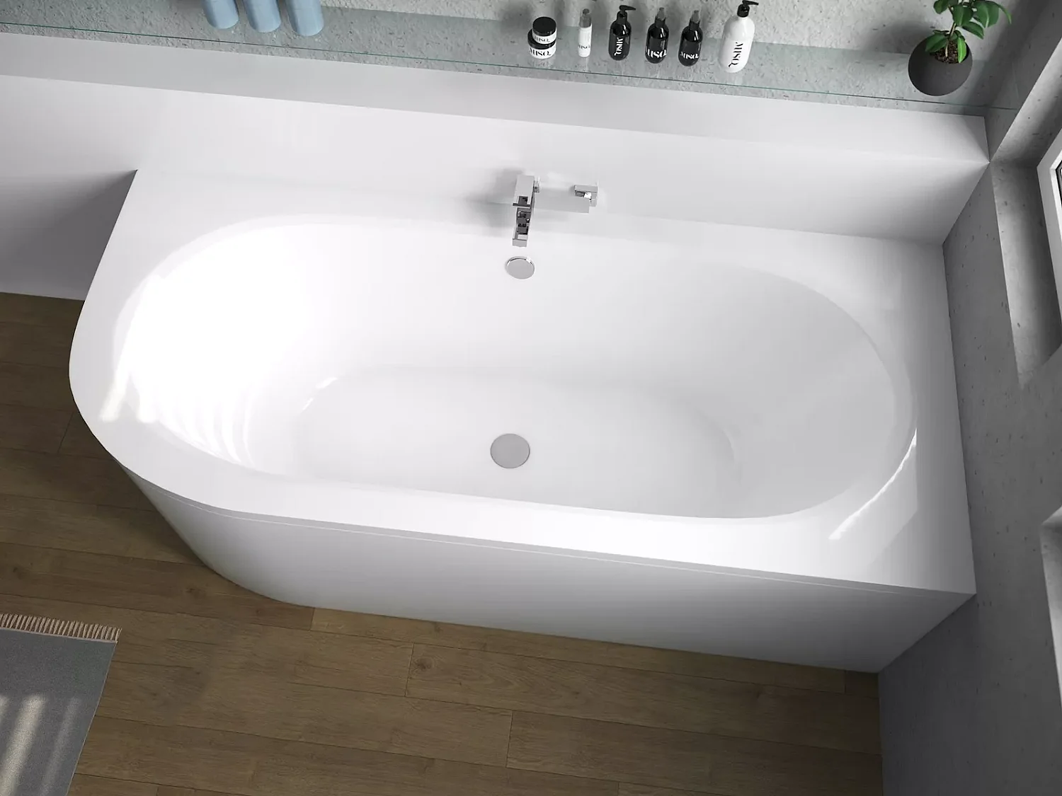 Hoekbad AVITA 170x75 rechts met acrylschort | Afvoer &amp; voeten GRATIS!