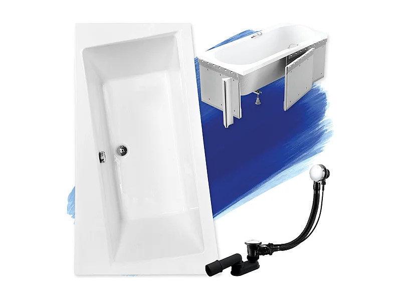 Badewanne Eckwanne INFINITY 150x90 Links mit Styroporverkleidung | Ablauf & Füße GRATIS !