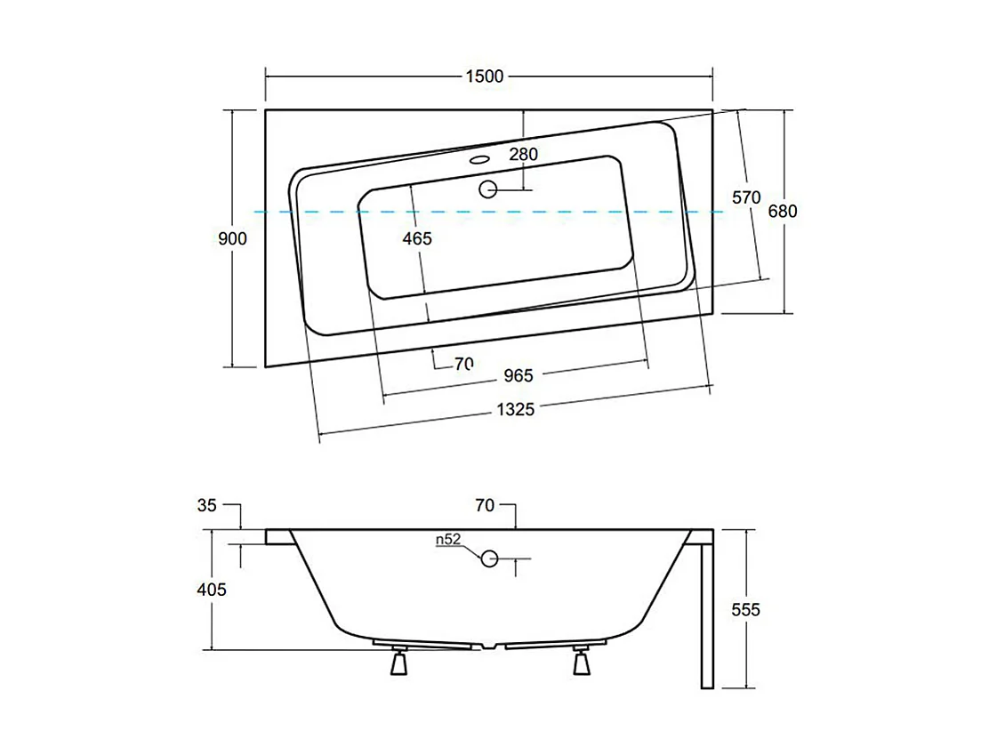 Badewanne Eckwanne INFINITY 150x90 Links mit Styroporverkleidung | Ablauf & Füße GRATIS !