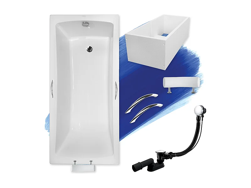 Badewanne Rechteck OPTIMA PREMIUM 160x70 mit Wannenträger | Ablauf & Füße GRATIS !