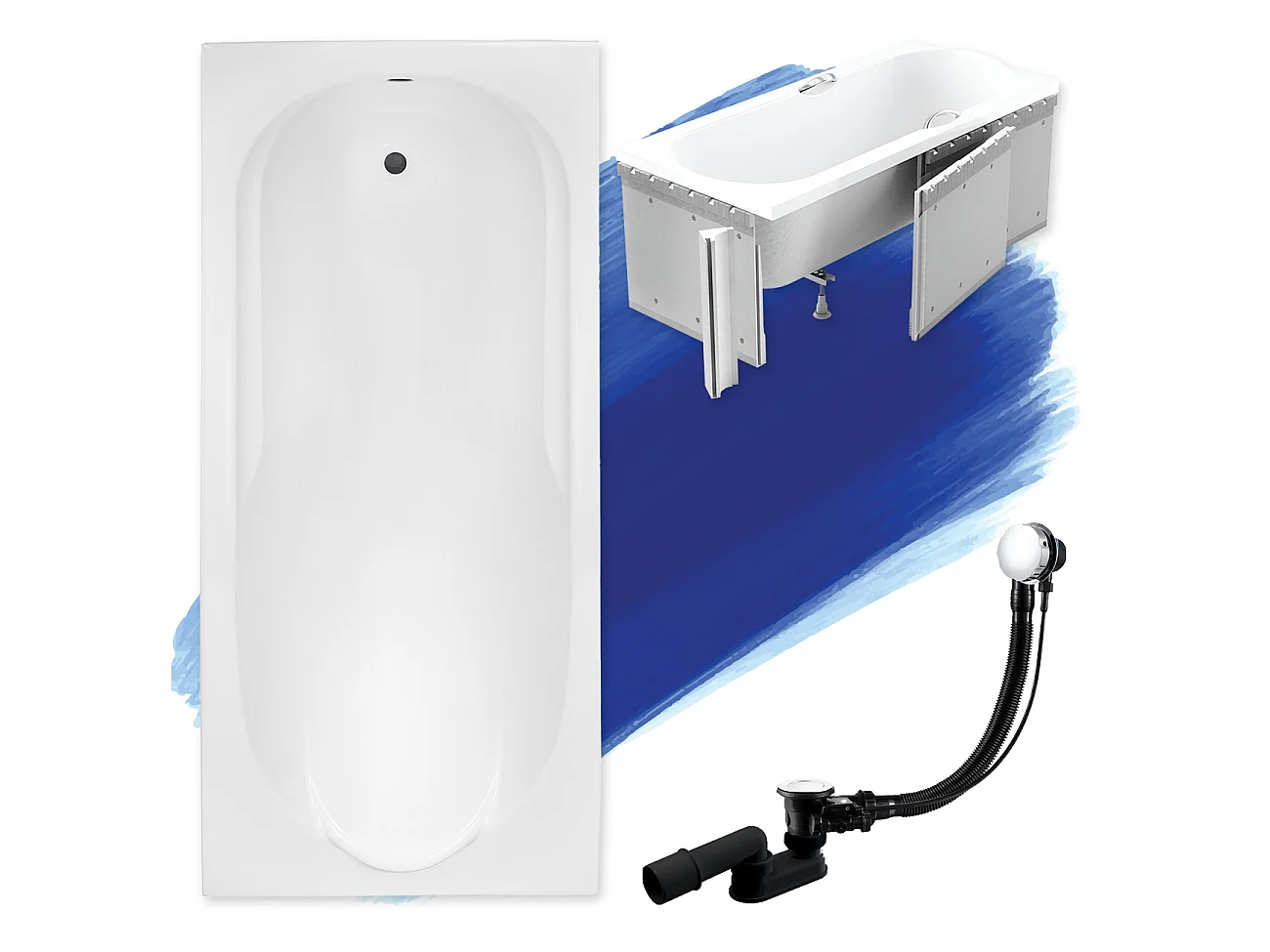 Badewanne Rechteck BONA 180x80 mit Styroporverkleidung | Ablauf & Füße GRATIS !