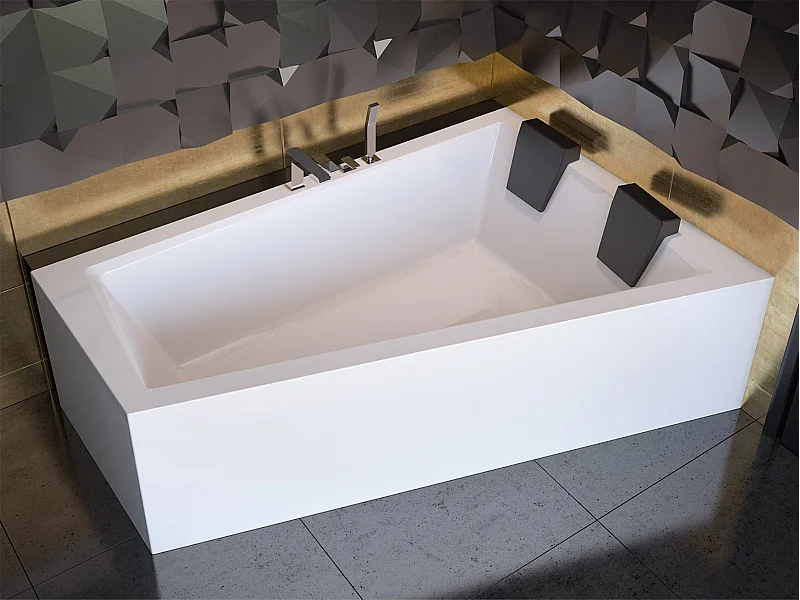 Hoekbad INTIMA 170x125 rechts met acrylschort en 2x hoofdsteunen | Afvoer &amp; voeten GRATIS!