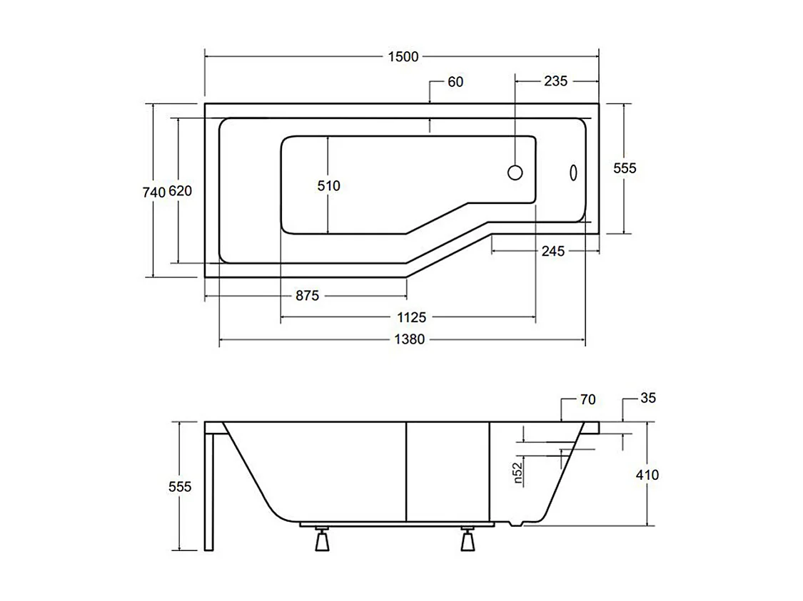 Badewanne Eckwanne INTEGRA 150x75 Links | Ablauf & Füße GRATIS !
