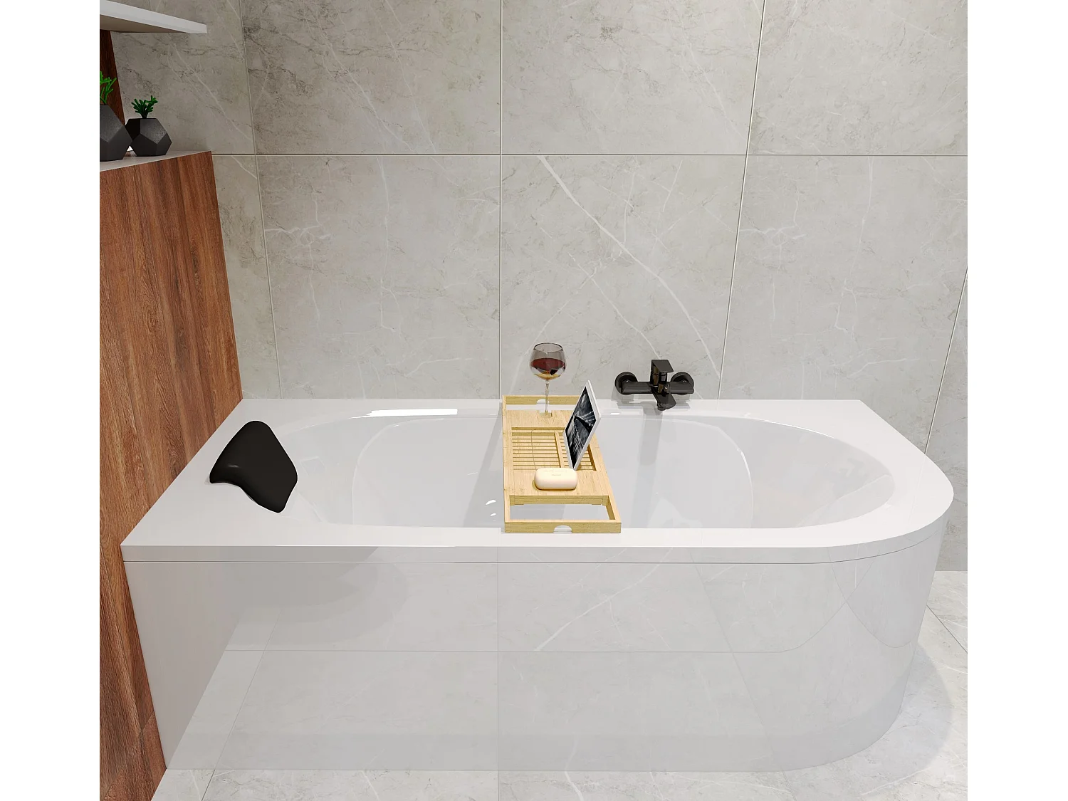 Badewanne Eckwanne AVITA 150x75 Links + Bambus Badewannenablage| Ablauf & Füße GRATIS !