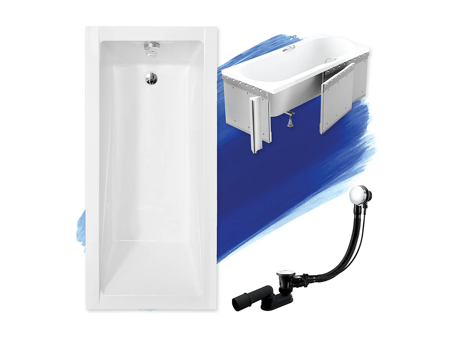 Badewanne Rechteck MODERN 180x80 mit Styroporverkleidung | Ablauf & Füße GRATIS !