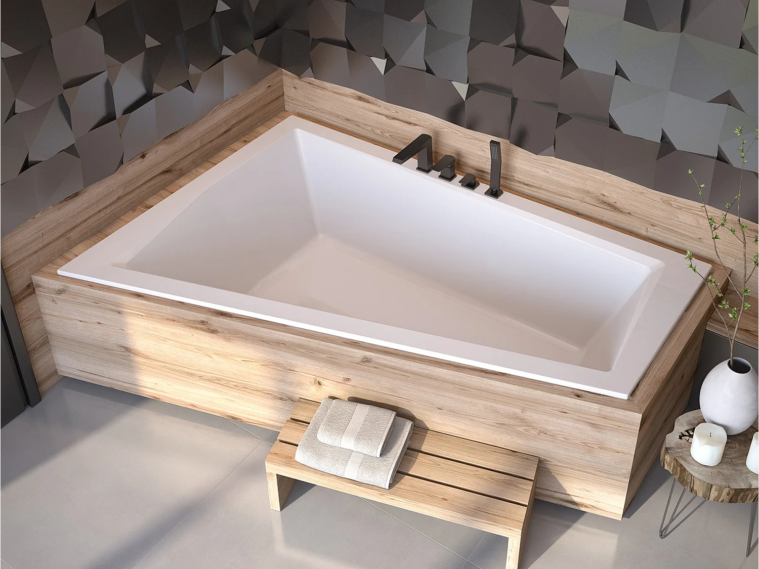 Badewanne Eckwanne INTIMA SLIM 180x125 Links mit Styroporverkleidung Ablage 4cm | Ablauf & Füße GRATIS !