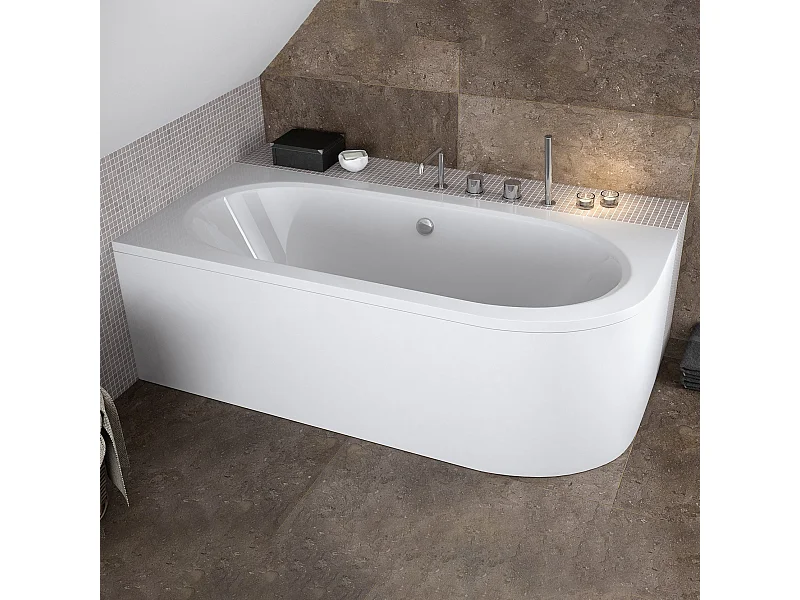 Badewanne Eckwanne AVITA 150x75 Links mit AcrylSchürze | Ablauf & Füße GRATIS !