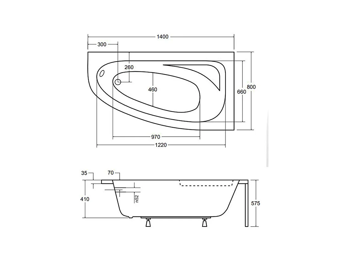 Badewanne Eckwanne CORNEA 140x80 Rechts mit AcrylSchürze | Ablauf & Füße GRATIS !