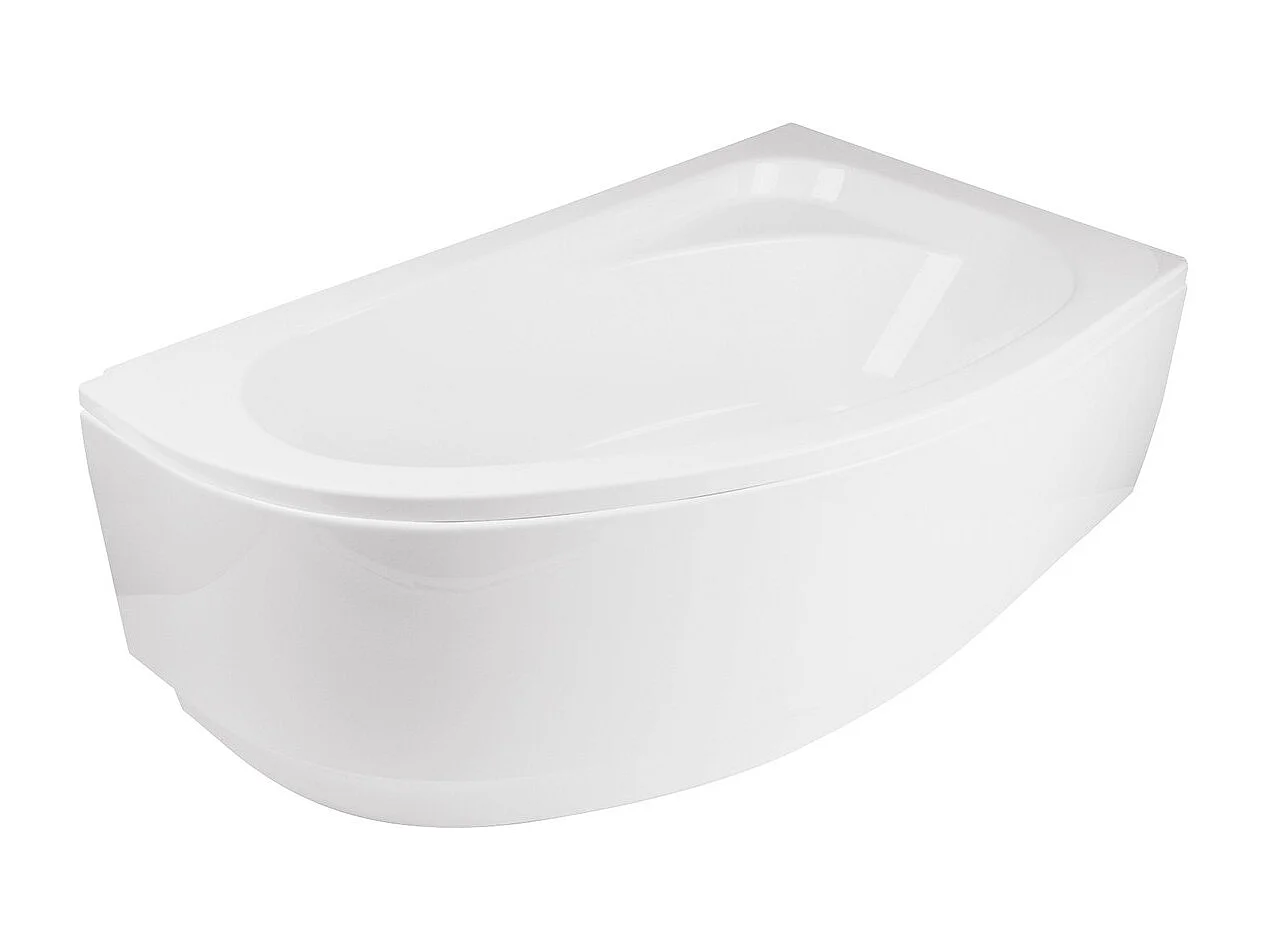 Baignoire asymétrique 140x80 Droite CORNEA acrylique blanc + avec Tablier + Pieds + Vidage à chromé