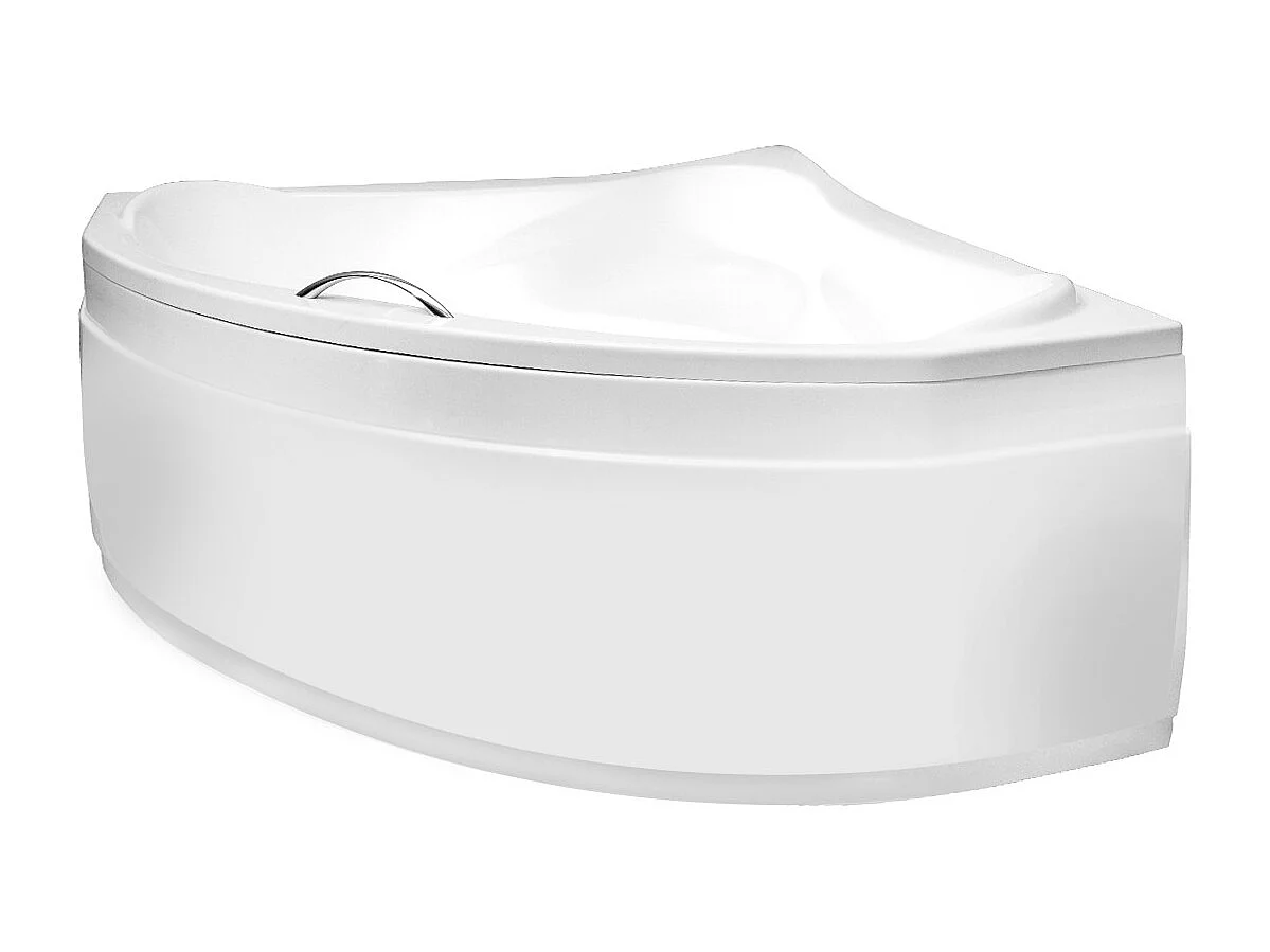 Baignoire asymétrique 134x134 EWA acrylique blanc + avec Tablier + Pieds + Vidage à chromé