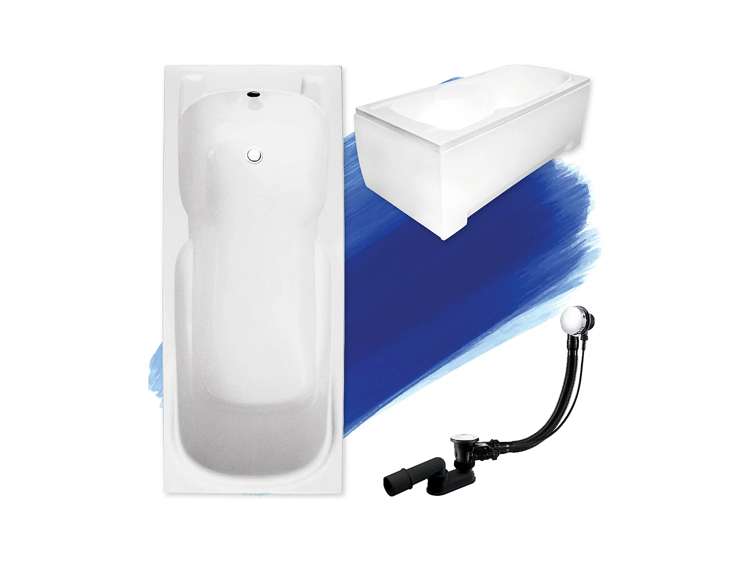 Badewanne Rechteck MAJKA 120x70 mit AcrylSchürze | Ablauf & Füße GRATIS !