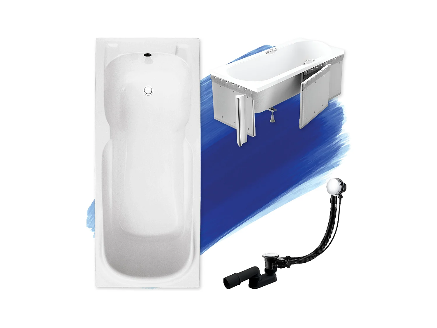 Badewanne Rechteck MAJKA 140x70 mit Styroporverkleidung | Ablauf & Füße GRATIS !