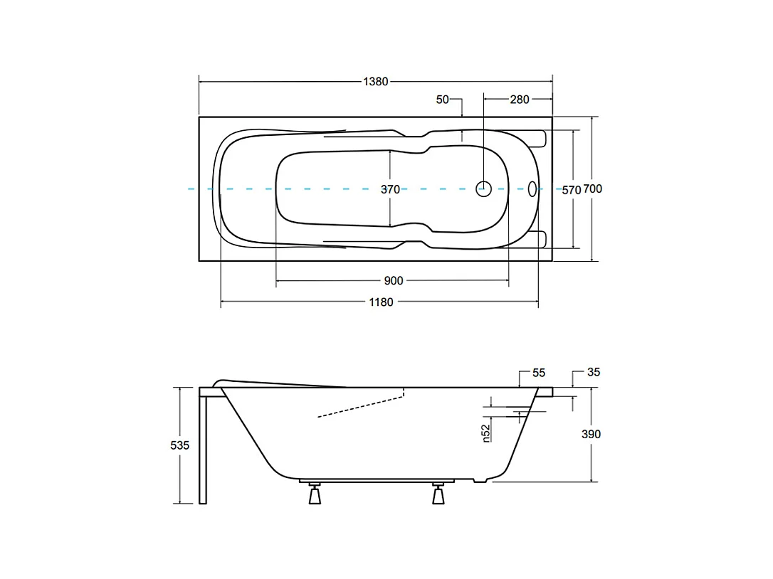 Badewanne Rechteck MAJKA 140x70 mit Styroporverkleidung | Ablauf & Füße GRATIS !