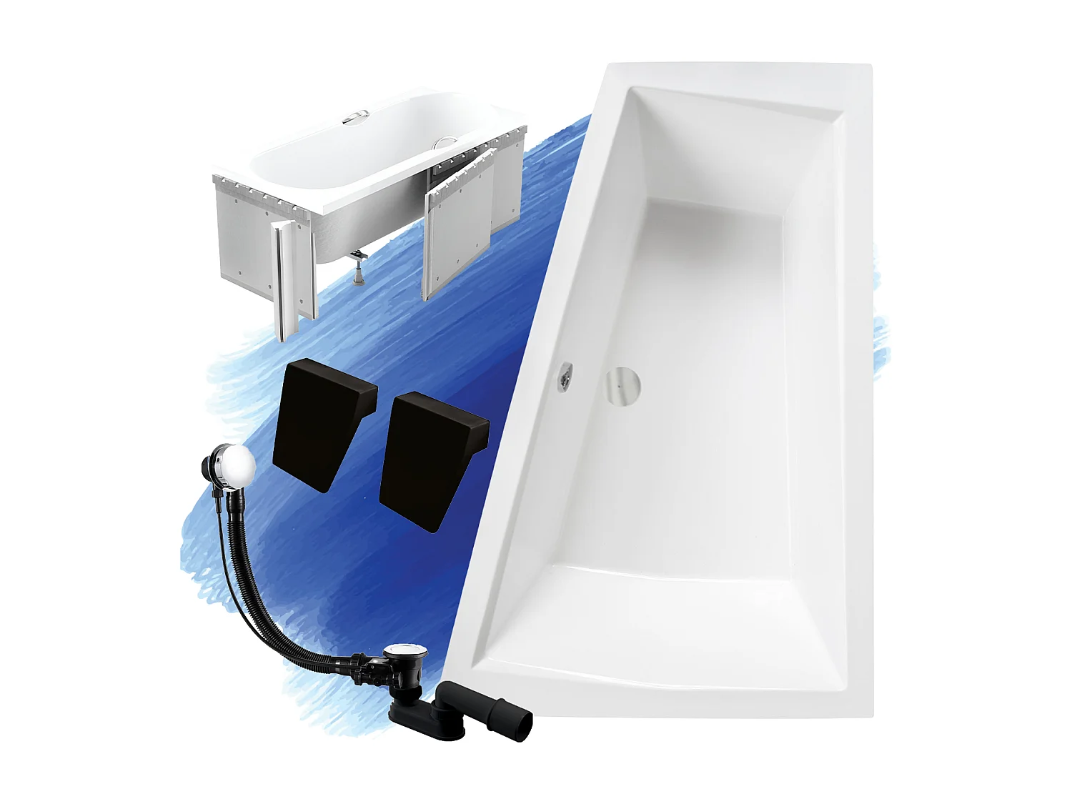 Hoekbad INTIMA 180x125 rechts met piepschuim bekleding en 2x hoofdsteunen | Afvoer &amp; voeten GRATIS!