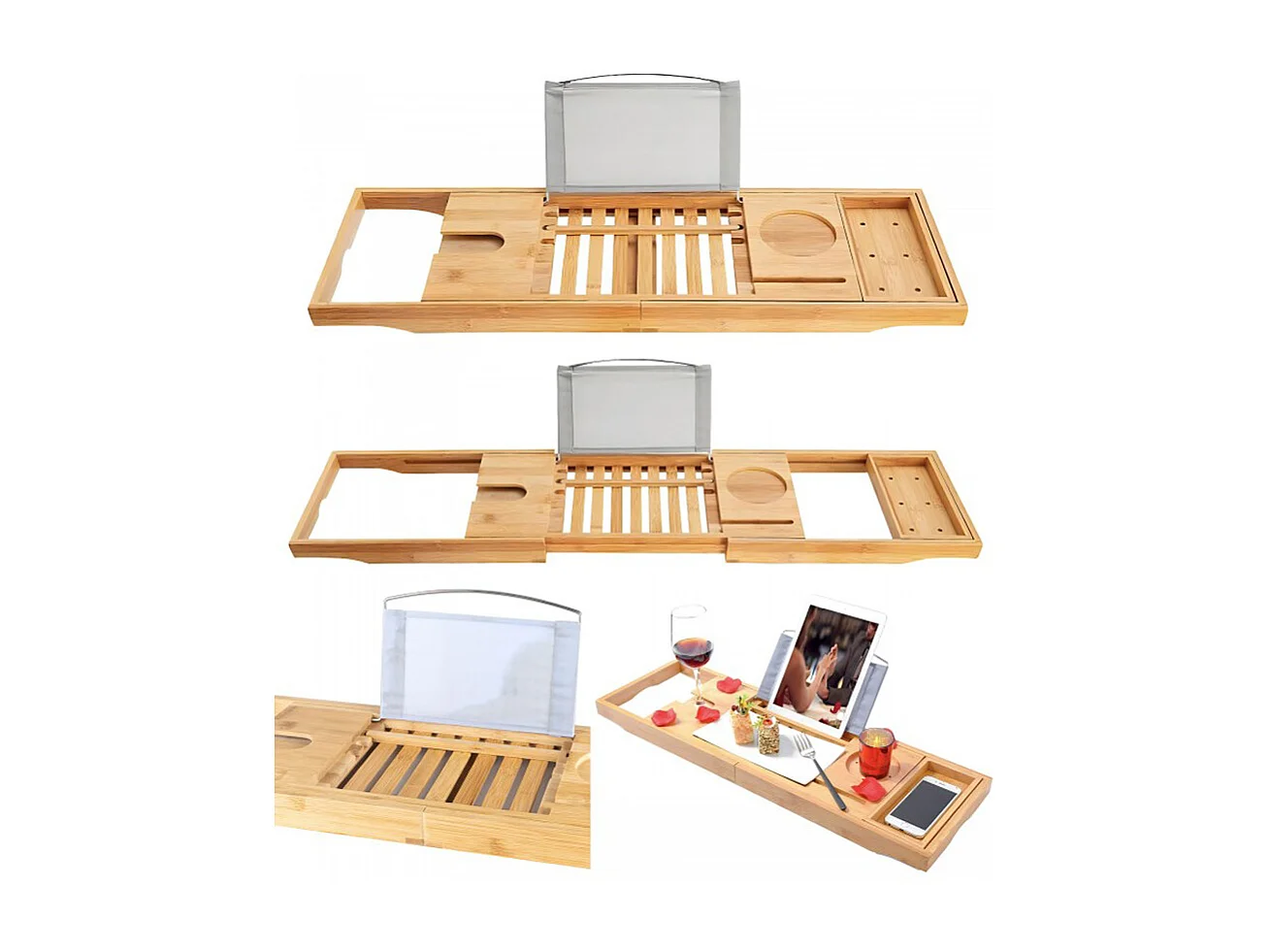 Badewanne Rechteck SHEA 170x70 | Ablauf & Füße GRATIS mit Kopfstütze + Bambus Badewannenablage