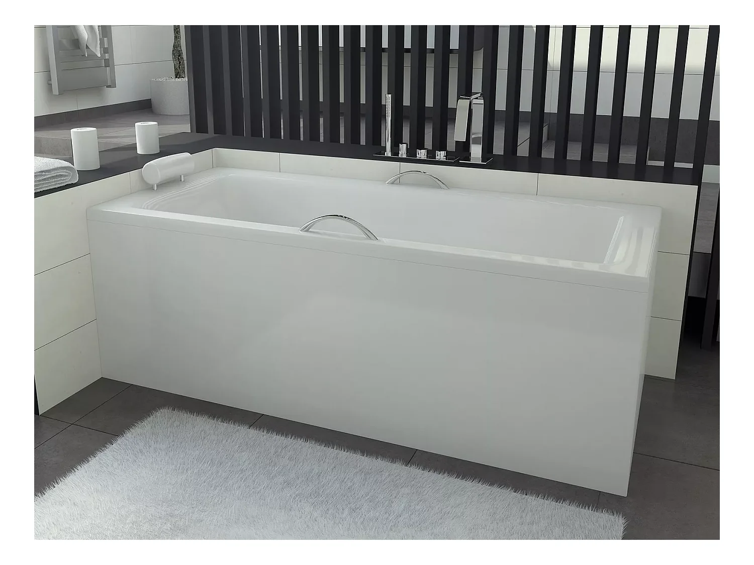 Baignoire rectangulaire 140x70 TALIA acrylique blanc + Support stabilisateur en polystyrène + Pieds + Vidage à chromé