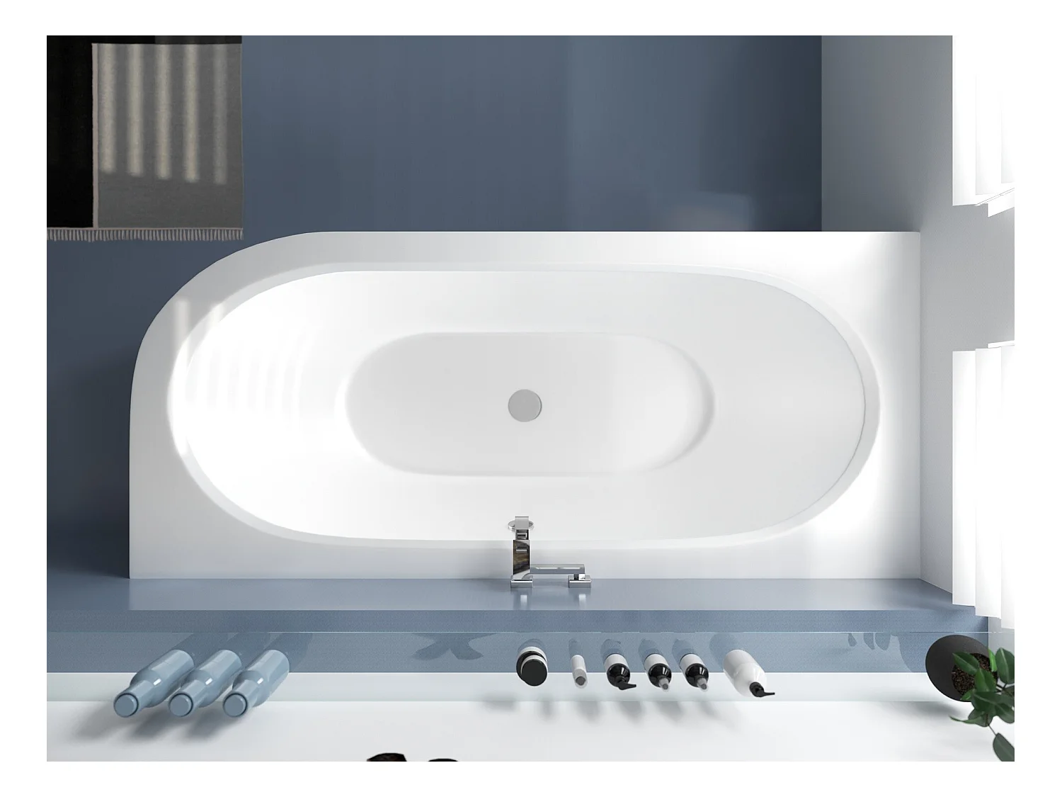 Badewanne Eckwanne AVITA 180x80 Links mit AcrylSchürze | Ablauf & Füße GRATIS !