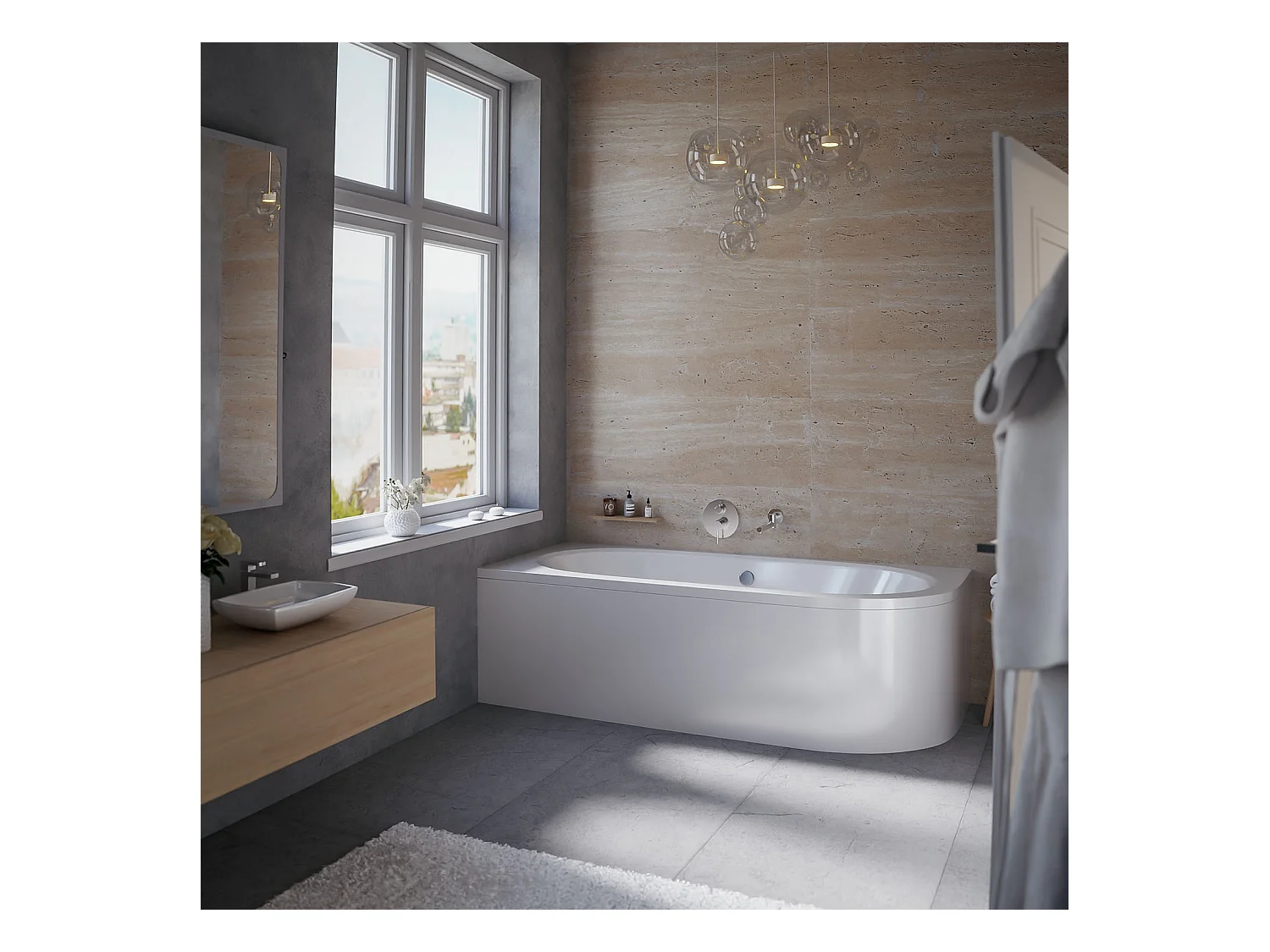 Badewanne Eckwanne AVITA 180x80 Links mit AcrylSchürze | Ablauf & Füße GRATIS !