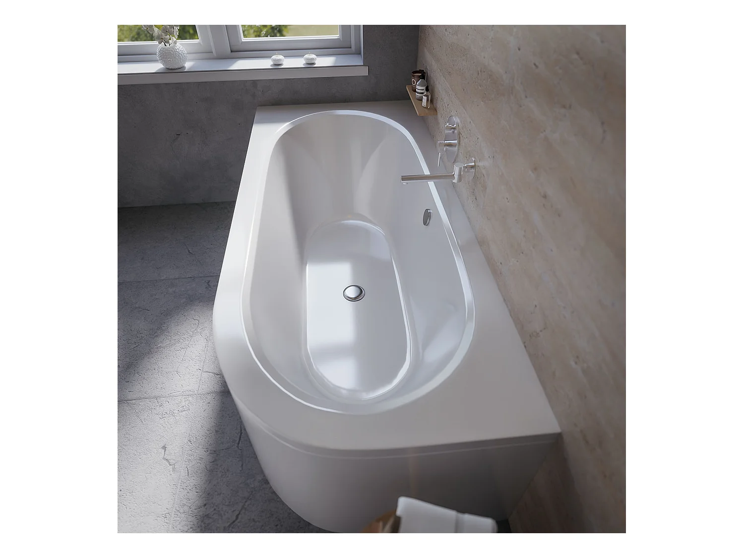 Badewanne Eckwanne AVITA 180x80 Links mit AcrylSchürze | Ablauf & Füße GRATIS !